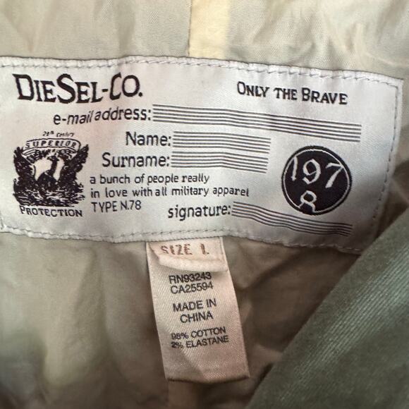 Diesel Military Utility Jacket Army Green Cotton Casual Classic Pockets Large - Picture 7 of 9